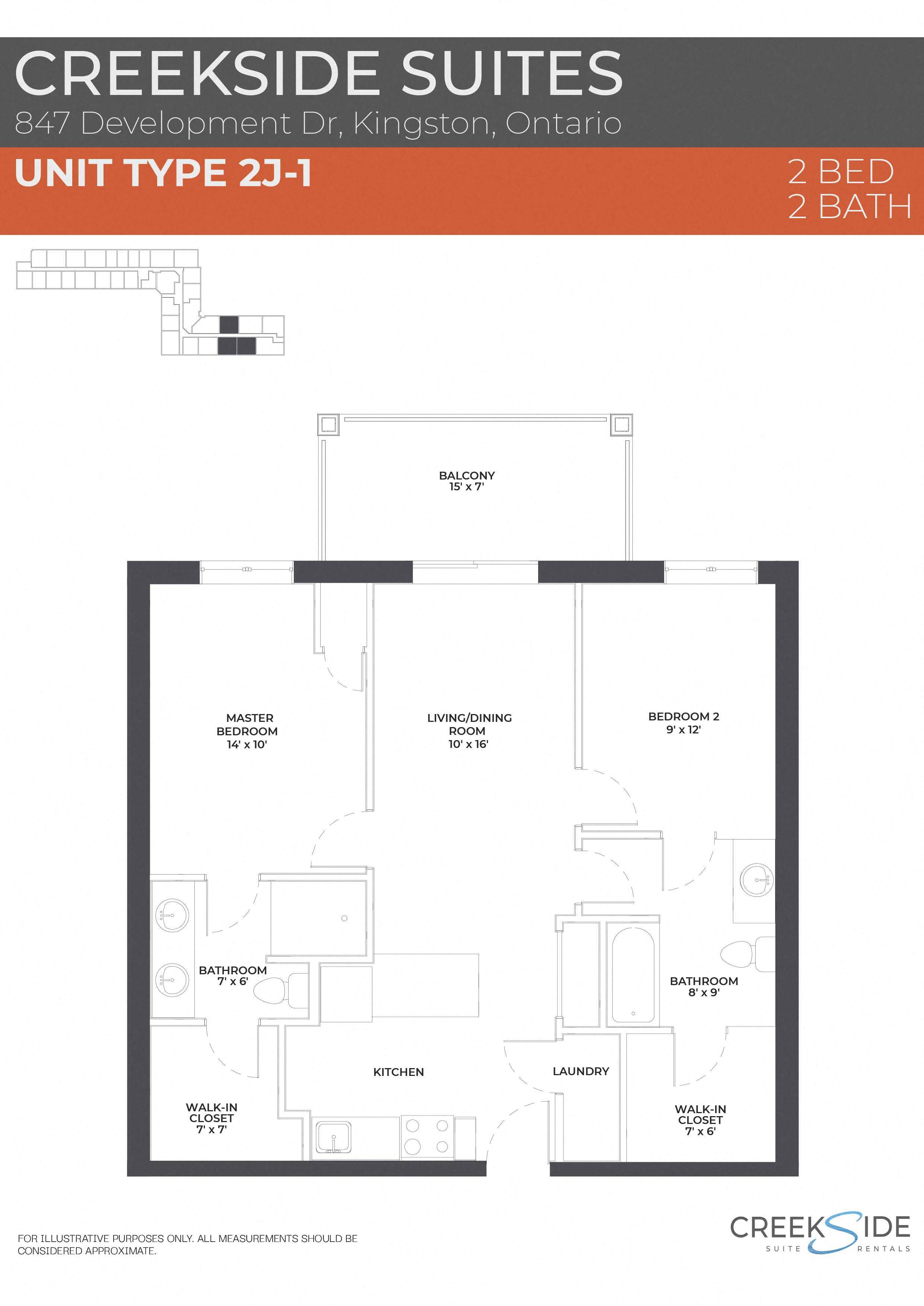 Floor plan for 2 beds, 2 baths, 901 sqft